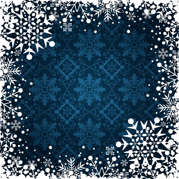Kerstmis decoratie frame. Sneeuwvlok abstracte achtergrond. — Stockvector