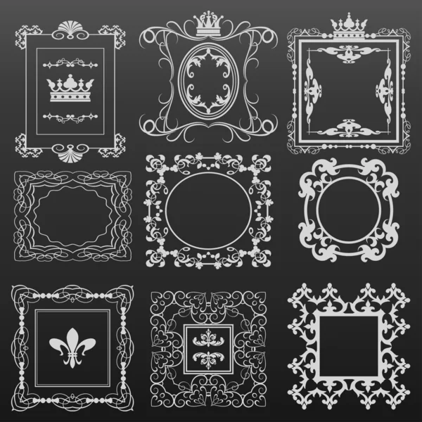 Decorative elements. Set of calligraphic vintage frames for design. Vector image. — Stock Vector