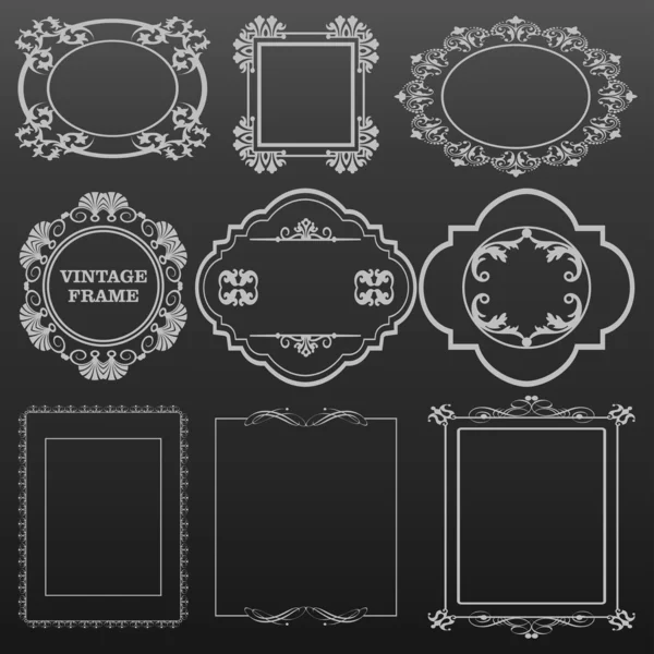 Decorative elements. Set of calligraphic vintage frames for design. Vector image. — Stock Vector
