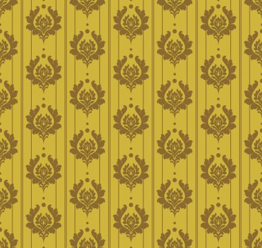 Tasarımınız için duvar kağıdı arka plan seamless modeli. Renk eski altın.