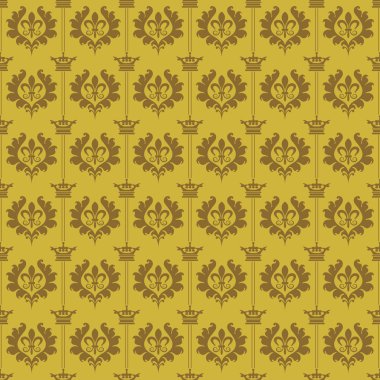 Tasarımınız için duvar kağıdı arka plan seamless modeli. Renk eski altın.