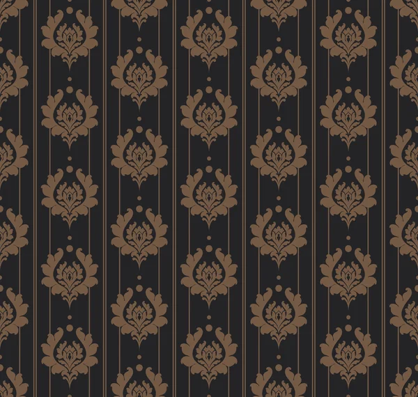 Wallpaper achtergrond. Naadloze patroon. Retro textuur. Zwarte kleur. Vector afbeelding — Stockvector