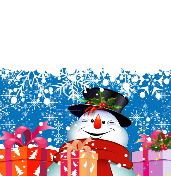 Muñeco de nieve, feliz Navidad — Vector de stock