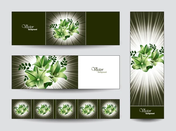 Set van floral banners — Stockvector