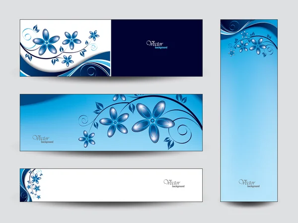 Set van banners met bloemen — Stockvector