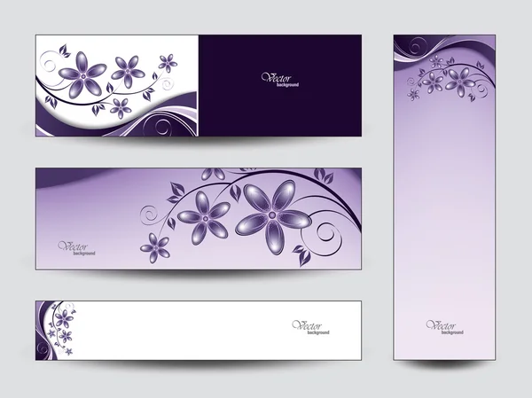 Conjunto de pancartas con flores — Vector de stock