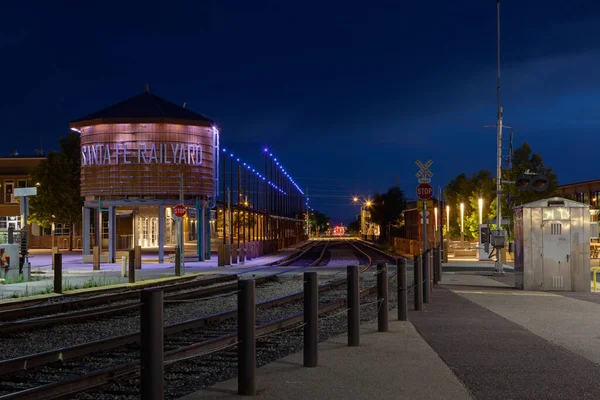 Distrito Arte Del Ferrocarril Santa Nuevo México Atardecer — Foto de Stock