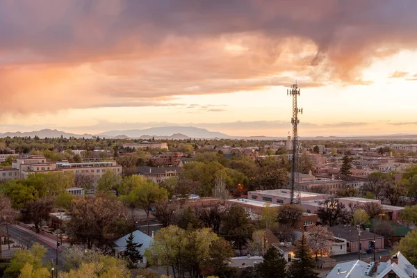 Vroeg Lente Het Centrum Van Santa New Mexico Gefotografeerd Vanaf Stockafbeelding