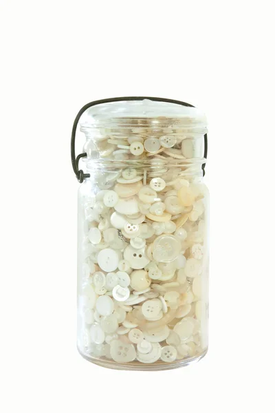 Vaso di bottoni bianchi — Foto Stock