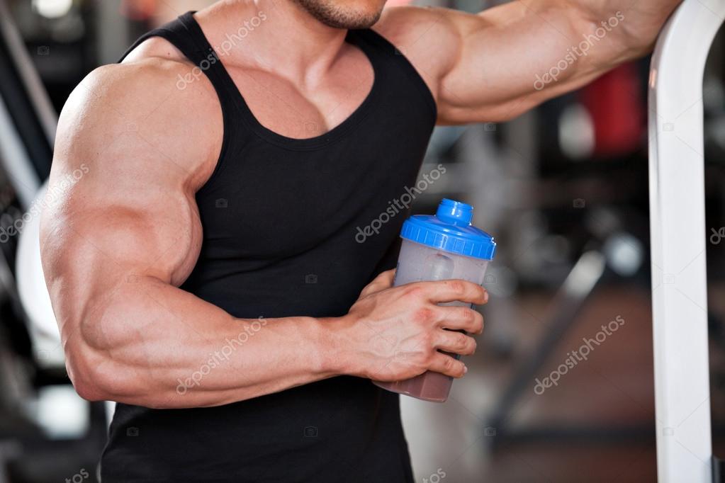 Bodybuilder protein shake — Stock Photo © fotomircea 61492199