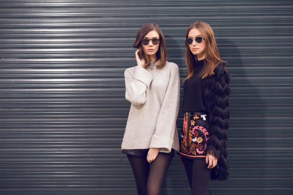 Two fashion models posing — Stock Photo, Image