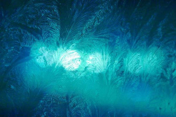 Winter ice frost, frozen background. frosted window glass textur — 图库照片