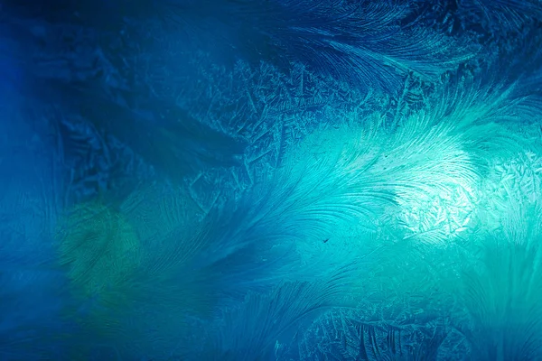 Winter ice frost, frozen background. frosted window glass textur — Stock fotografie