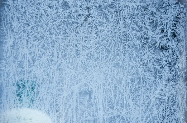 Winter ice frost, frozen background. frosted window glass textur — Stok fotoğraf