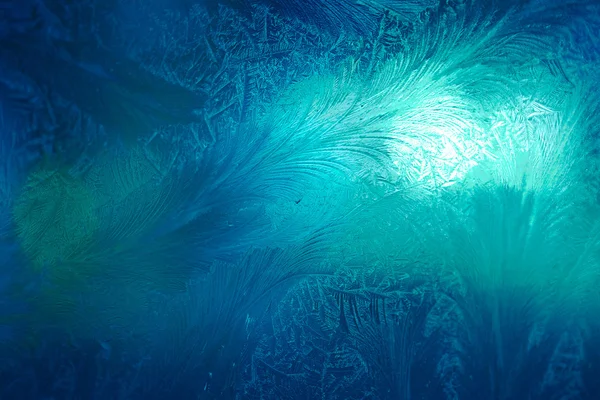 Winter ice frost, frozen background. frosted window glass textur Rechtenvrije Stockafbeeldingen