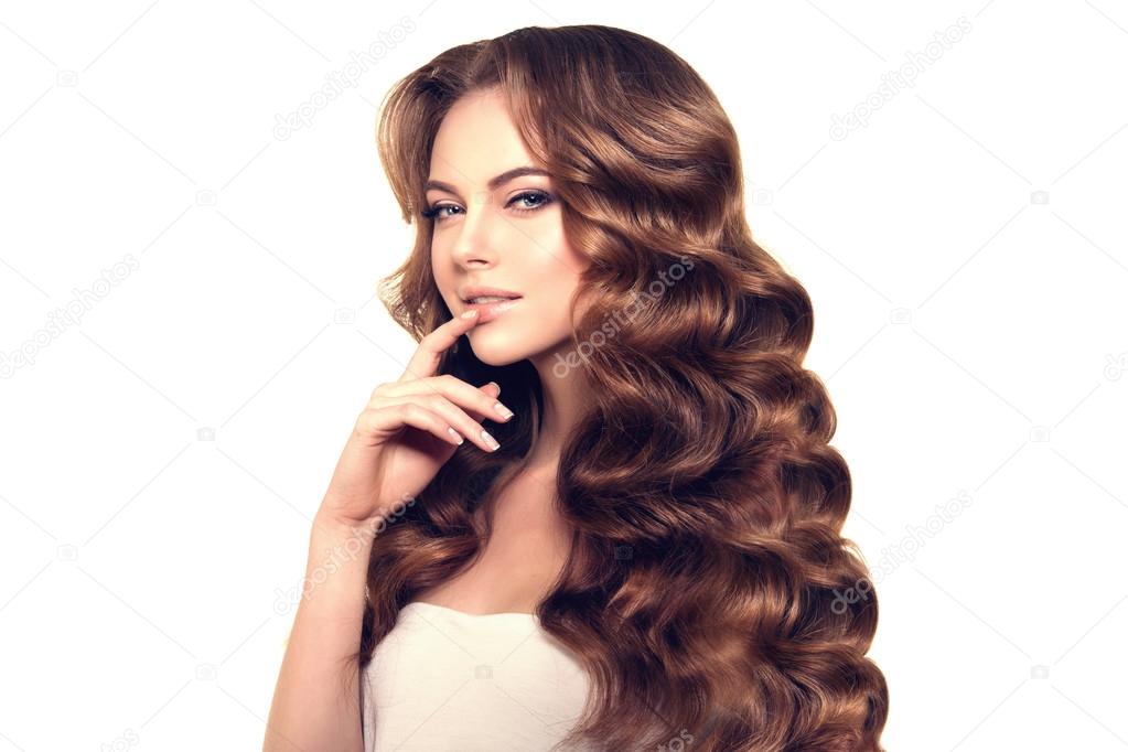 Long hair. Waves Curls Hairstyle. Hair Salon. Updo. Fashion mode Stock  Photo by ©miramiska 107264868