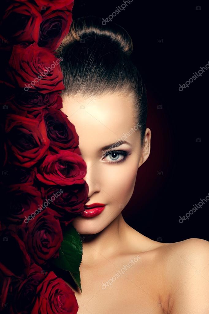 Beautiful model woman rose flower in hair beauty salon makeup Yo Stock Photo by ©miramiska 107266756 Beautiful model woman rose flower in hair beauty salon makeup Yo Stock Photo by ©miramiska 107266756