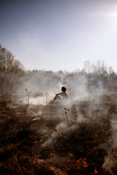 Wildfire. Fire. Global warming, environmental catastrophe. Conce — Stock Photo, Image