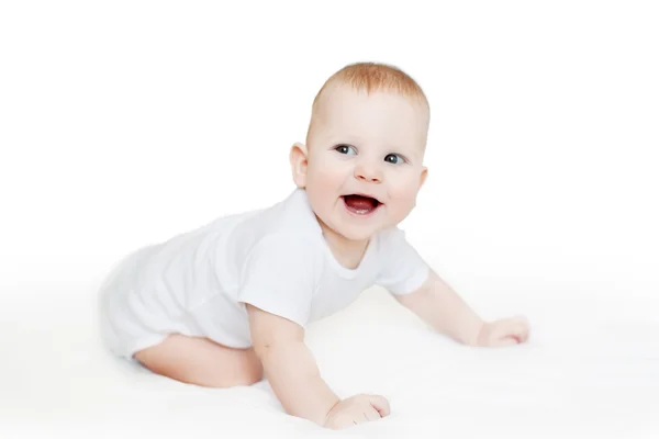 Lycklig söt skrattande bebis. Positivt leende barn. Leende unge. — Stockfoto