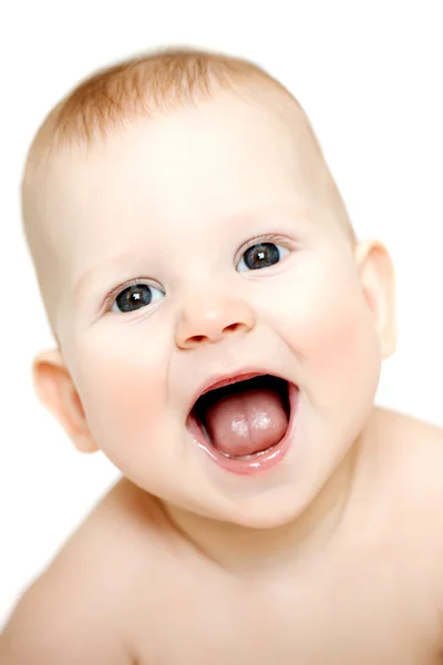 Happy cute laughing baby. Positive smiling  child. Smiling kid. Royalty Free Stock Images