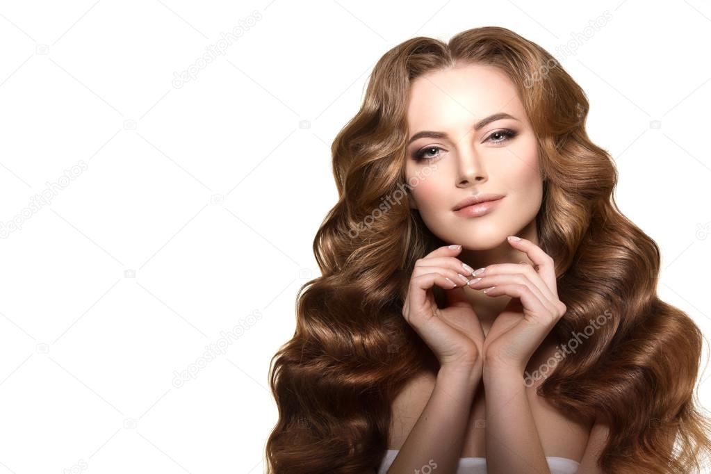 Model with long hair. Waves Curls Hairstyle. Hair Salon. Updo. F Stock  Photo | Adobe Stock