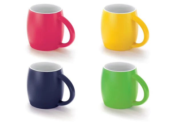 Tazas coloridas aisladas en blanco. Ilustración vectorial — Vector de stock