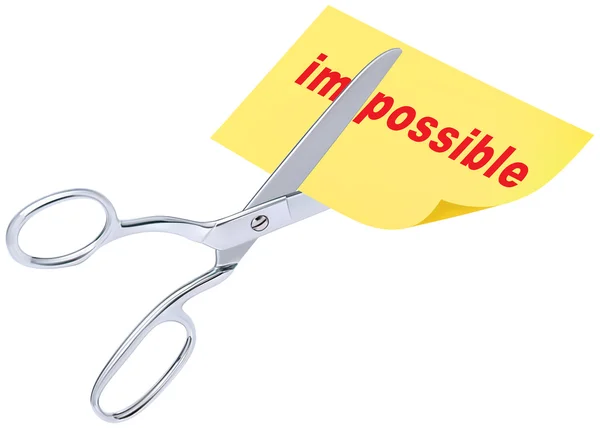 Scissors remove the word impossible to read possible concept for — Stock Photo, Image