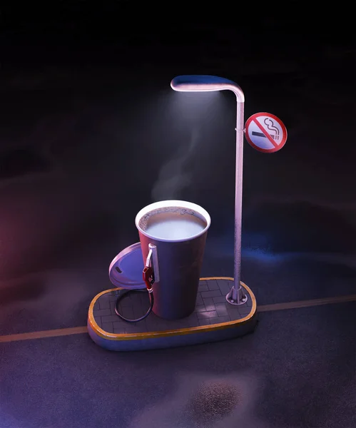Tazza Carta Caffè Con Dispenser Caffè Metaforico Potere Persone Illustrazione — Foto Stock
