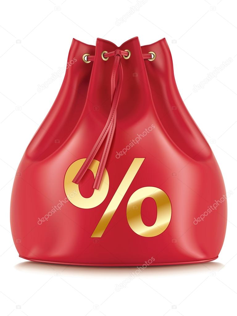 Money Bags with percentage symbols, isolated. Vector illustratio