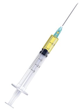 Aşı içinde izole bir şırınga. Vektör çizim