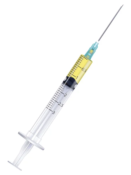 Egy fecskendő, elszigetelt vakcina. Vektoros illusztráció — Stock Vector