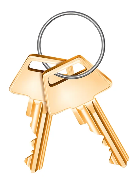 Golden keys, isolated. Vector illustration — ストックベクタ