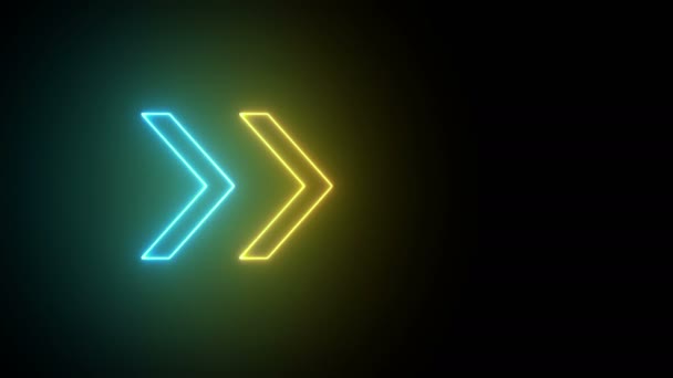 Siyah Arka Planda Parlayan Neon Oklar Yanma Yön Göstergeleri Çeşitli — Stok video