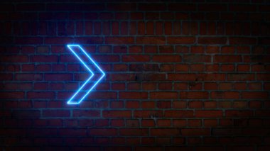 Duvarın arka planında parlayan neon okların 3 boyutlu yansıması. Yanma yön göstergeleri. Gelecekçi lazer geçmişi. Çeşitli sunumlar, haberler, çevrimiçi medya, sosyal medya ve canlı arka planlar yaratmak için kullanılabilir