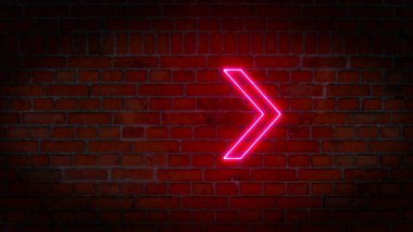 Duvarın arka planında parlayan neon okların 3 boyutlu yansıması. Yanma yön göstergeleri. Gelecekçi lazer geçmişi. Çeşitli sunumlar, haberler, çevrimiçi medya, sosyal medya ve canlı arka planlar yaratmak için kullanılabilir