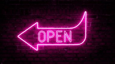 Parlayan neon okların 3 boyutlu yorumlanması ve duvardaki yazının açık olması. Gelecekçi lazer geçmişi. Çeşitli sunumlar, haberler, çevrimiçi medya, sosyal medya ve canlı arka planlar yaratmak için kullanılabilir