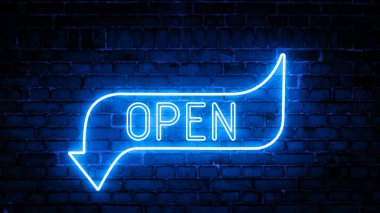 Parlayan neon okların 3 boyutlu yorumlanması ve duvardaki yazının açık olması. Gelecekçi lazer geçmişi. Çeşitli sunumlar, haberler, çevrimiçi medya, sosyal medya ve canlı arka planlar yaratmak için kullanılabilir