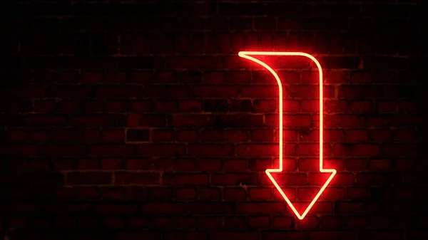Rendering Frecce Neon Incandescenti Uno Sfondo Muro Mattoni Sfondo Laser — Foto Stock