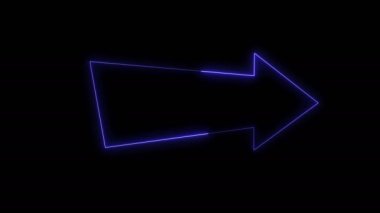 Dynamic glow effects of an arrow outline on a black background. Neon design elements. Futuristic glowing background. Can be used to create a variety of presentations, news, online media, social media and vibrant backgrounds. Looped 