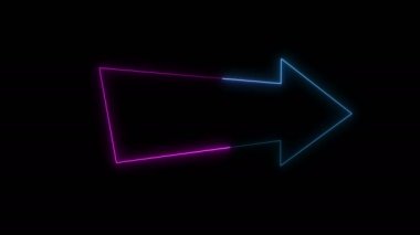 Dynamic glow effects of an arrow outline on a black background. Neon design elements. Futuristic glowing background. Can be used to create a variety of presentations, news, online media, social media and vibrant backgrounds. Looped 