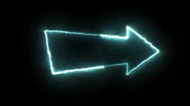 Dynamic glow effects of an arrow outline on a black background. Neon design elements. Futuristic glowing background. Can be used to create a variety of presentations, news, online media, social media and vibrant backgrounds. Looped 
