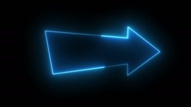 Dynamic glow effects of an arrow outline on a black background. Neon design elements. Futuristic glowing background. Can be used to create a variety of presentations, news, online media, social media and vibrant backgrounds. Looped 
