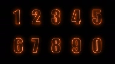 Effects of dynamic glow of contours of numbers on a black background. Neon design elements. Futuristic glowing background. Can be used to create a variety of presentations, news, online media, social media and vibrant backgrounds. Looped 