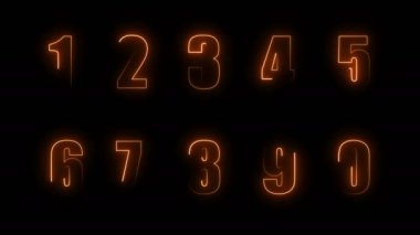 Effects of dynamic glow of contours of numbers on a black background. Neon design elements. Futuristic glowing background. Can be used to create a variety of presentations, news, online media, social media and vibrant backgrounds. Looped 