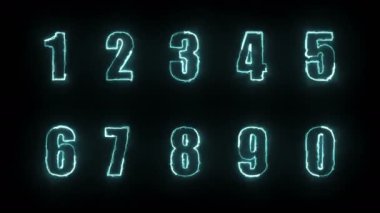 Effects of dynamic glow of contours of numbers on a black background. Neon design elements. Futuristic glowing background. Can be used to create a variety of presentations, news, online media, social media and vibrant backgrounds. Looped 
