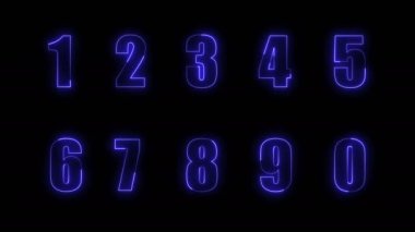 Effects of dynamic glow of contours of numbers on a black background. Neon design elements. Futuristic glowing background. Can be used to create a variety of presentations, news, online media, social media and vibrant backgrounds. Looped 