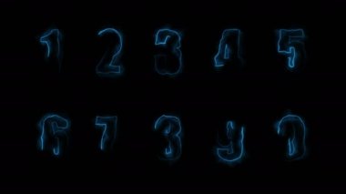 Effects of dynamic glow of contours of numbers on a black background. Neon design elements. Futuristic glowing background. Can be used to create a variety of presentations, news, online media, social media and vibrant backgrounds. Looped 