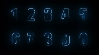 Effects of dynamic glow of contours of numbers on a black background. Neon design elements. Futuristic glowing background. Can be used to create a variety of presentations, news, online media, social media and vibrant backgrounds. Looped 