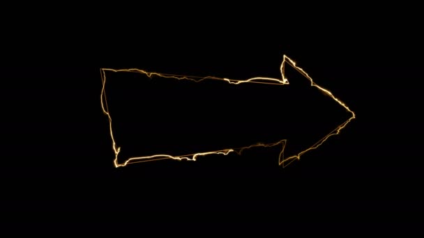 Динамічні Ефекти Світіння Контуру Стрілки Чорному Тлі Неонові Елементи Дизайну — стокове відео