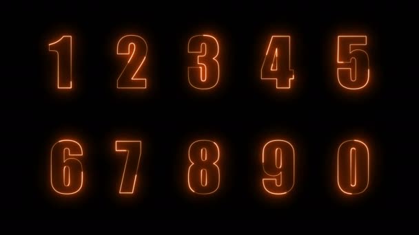 Effects Dynamic Glow Contours Numbers Black Background Neon Design Elements — Stock Video